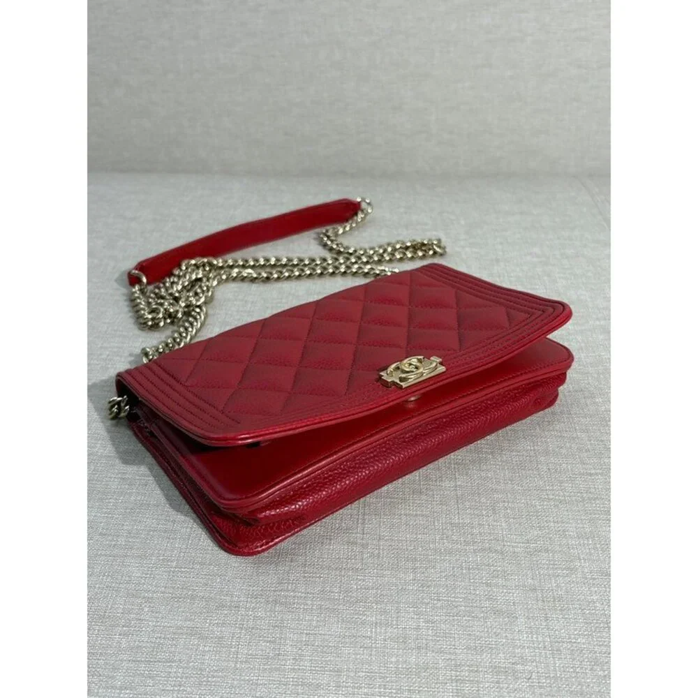 CHANEL Red Caviar Boy WOC GHW